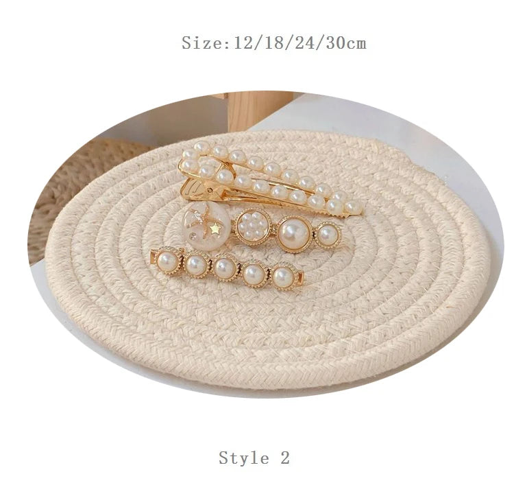 HeMu Round Woven Cotton Dining Table Mat Thermal Insulation Mat Household Anti Scalding Tea Cup Mat Circular Dish Mat