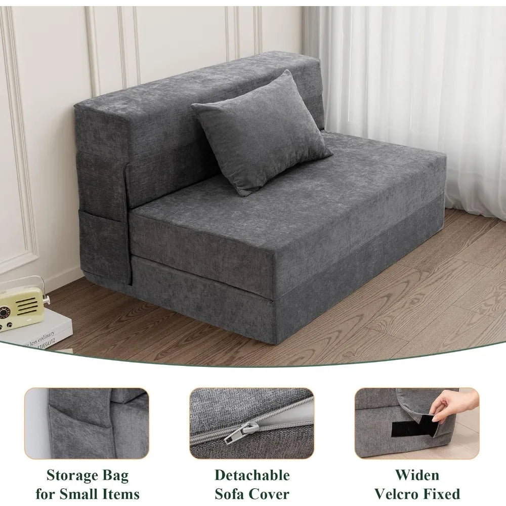 Sofa Bed, Convertible Sleeper Chair with Pillow, Fold Out Couch, for Living Rooms/Dorm/Guest Room/Home Office, Living Room Sofa