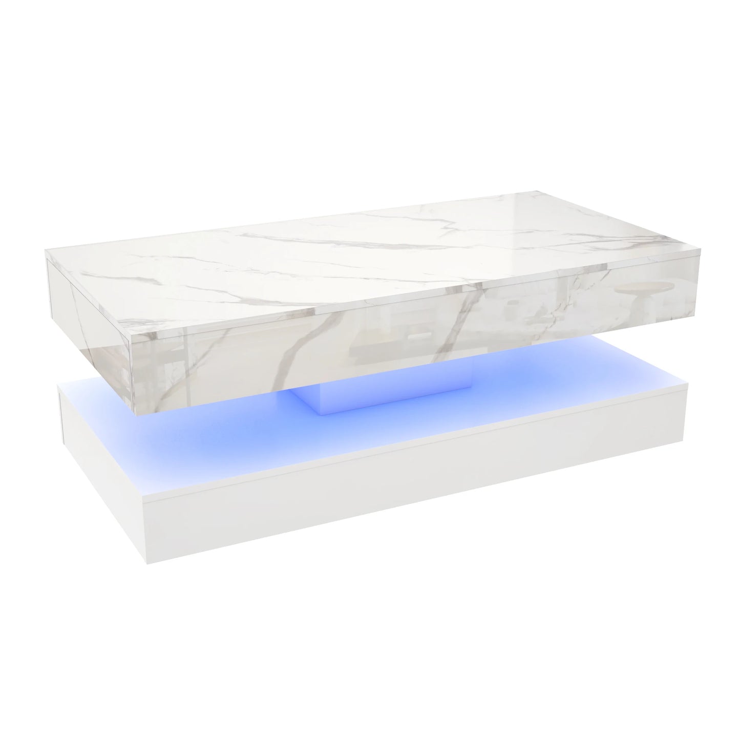 QiaoShiRen Modern LED Coffee Table With Dual Drawer Storage