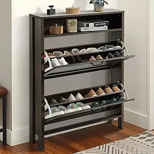 Freestanding Shoe Cabinet With Four Drawers Engineered Wood