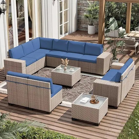 Hign-concerned 13 Piece Outdoor Patio Wicker Furniture Set