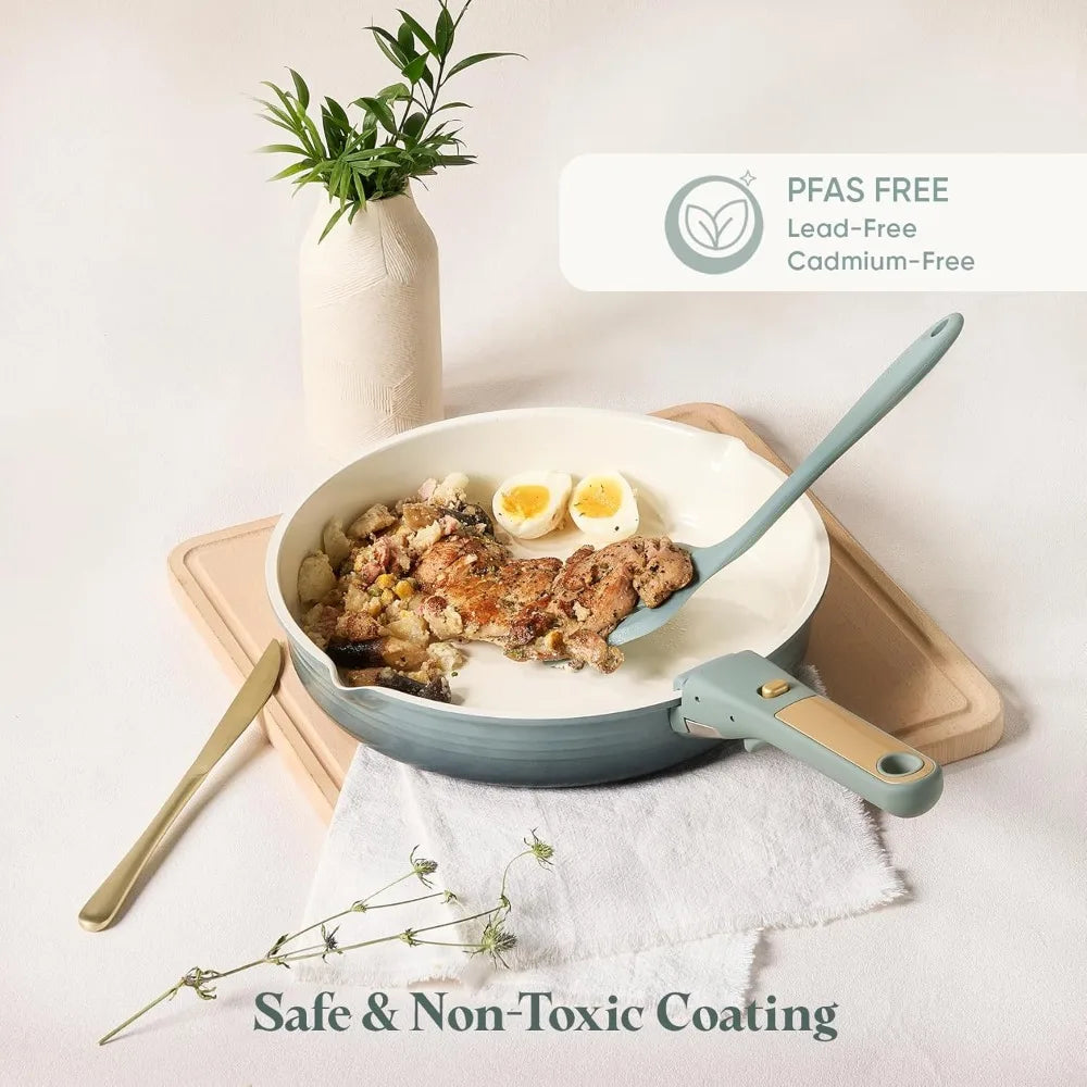 NUANYAO Titanium Pots And Pans Cookware Set With Detachable Handles