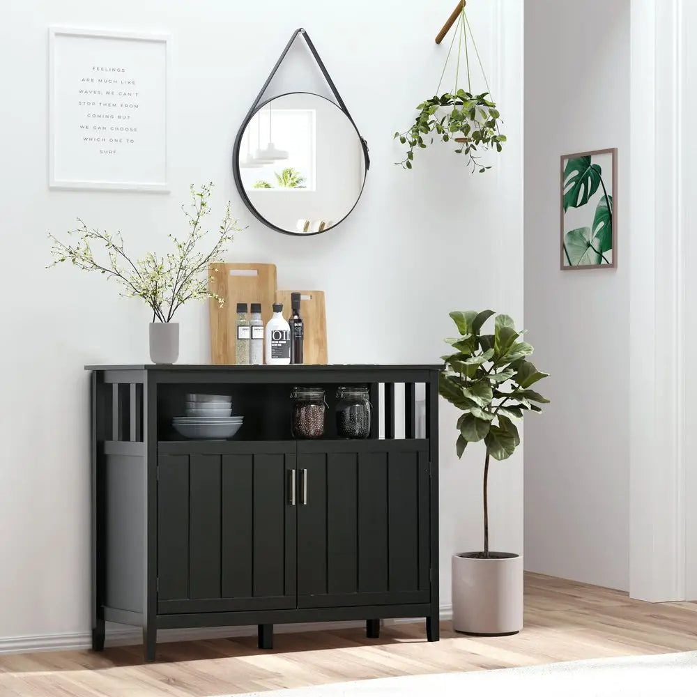 Sideboard Buffet Cabinet With Adjustable Shelves And Console Table