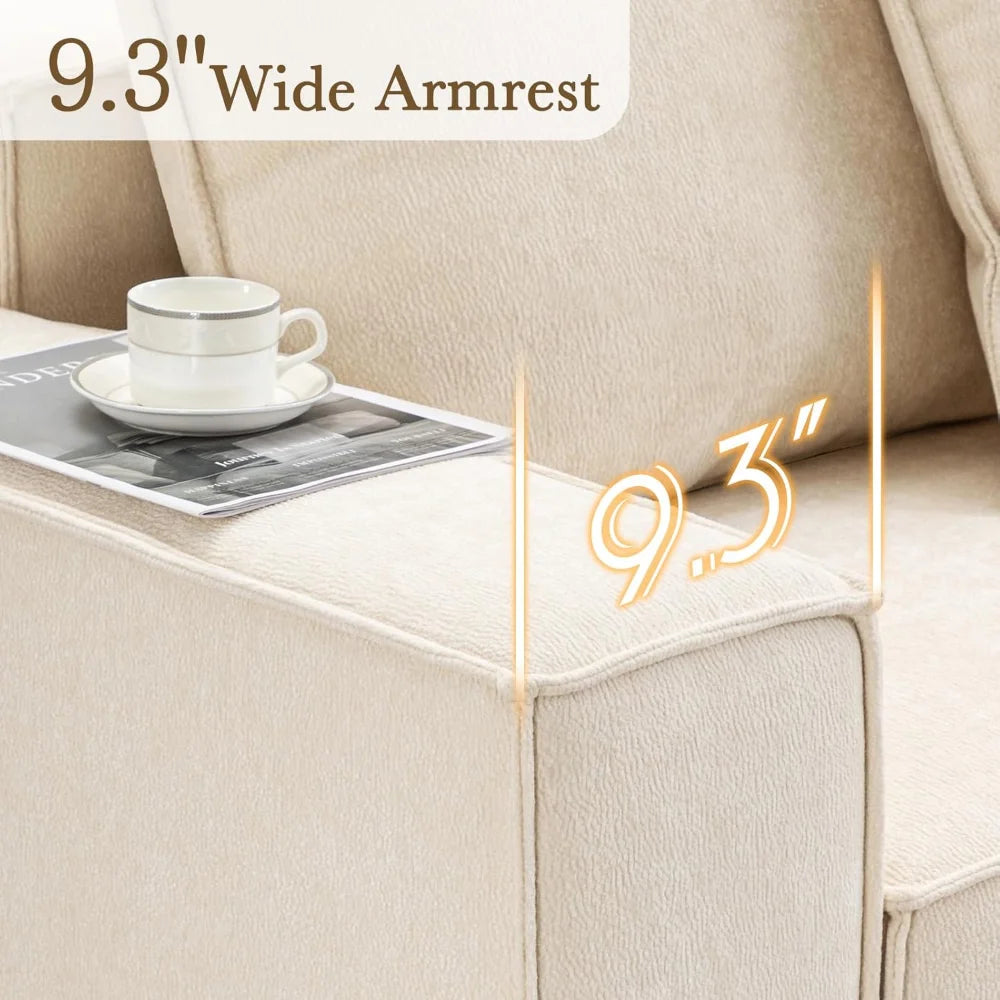 89.3'' Modern Sofa Couches for Living Room, 3 Seater Cloud Couch with Deep Seat, Comfy Couch with Extra Wide Armrests