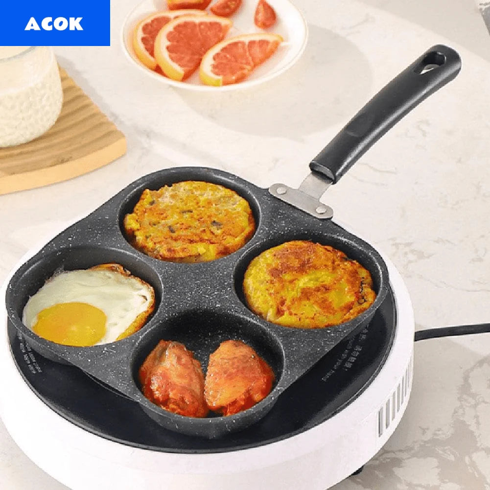 Nonstick Four Compartment Omelette Pan For Pancakes Induction And Gas