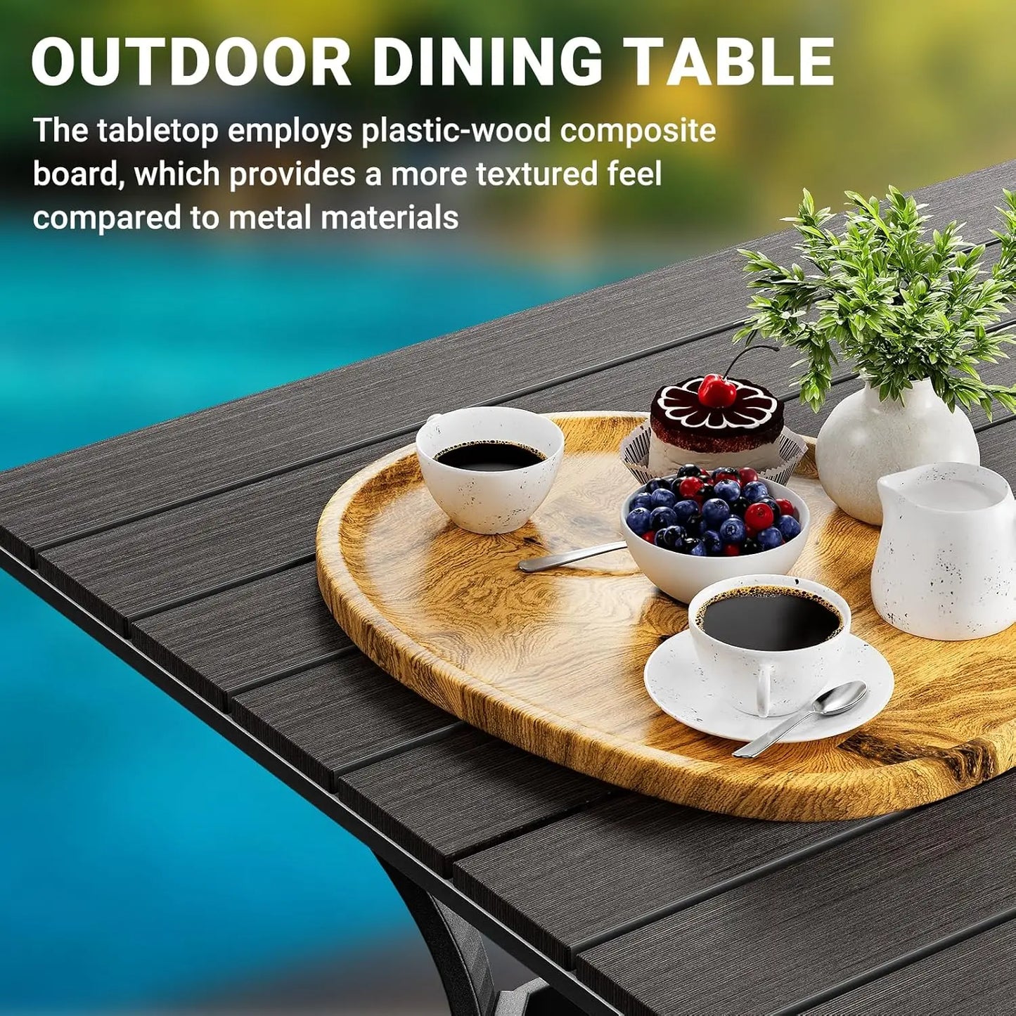 Outdoor Patio Dining Set With 4 Swivel Dining Chairs And Round Table