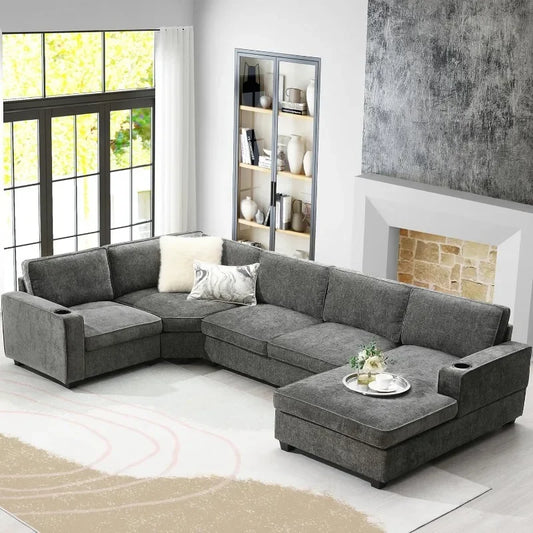 Combination Modern U Shaped Cloud Sofa Set With Oversized Chaise