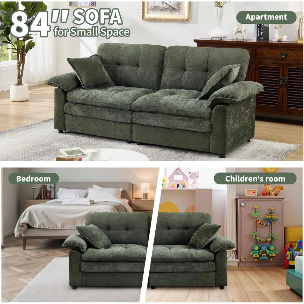 84" Modern Chenille Loveseat - Double-Layer Cloud Cushion, Deep Seat, Sturdy Frame, Easy Assembly, Multi-Room