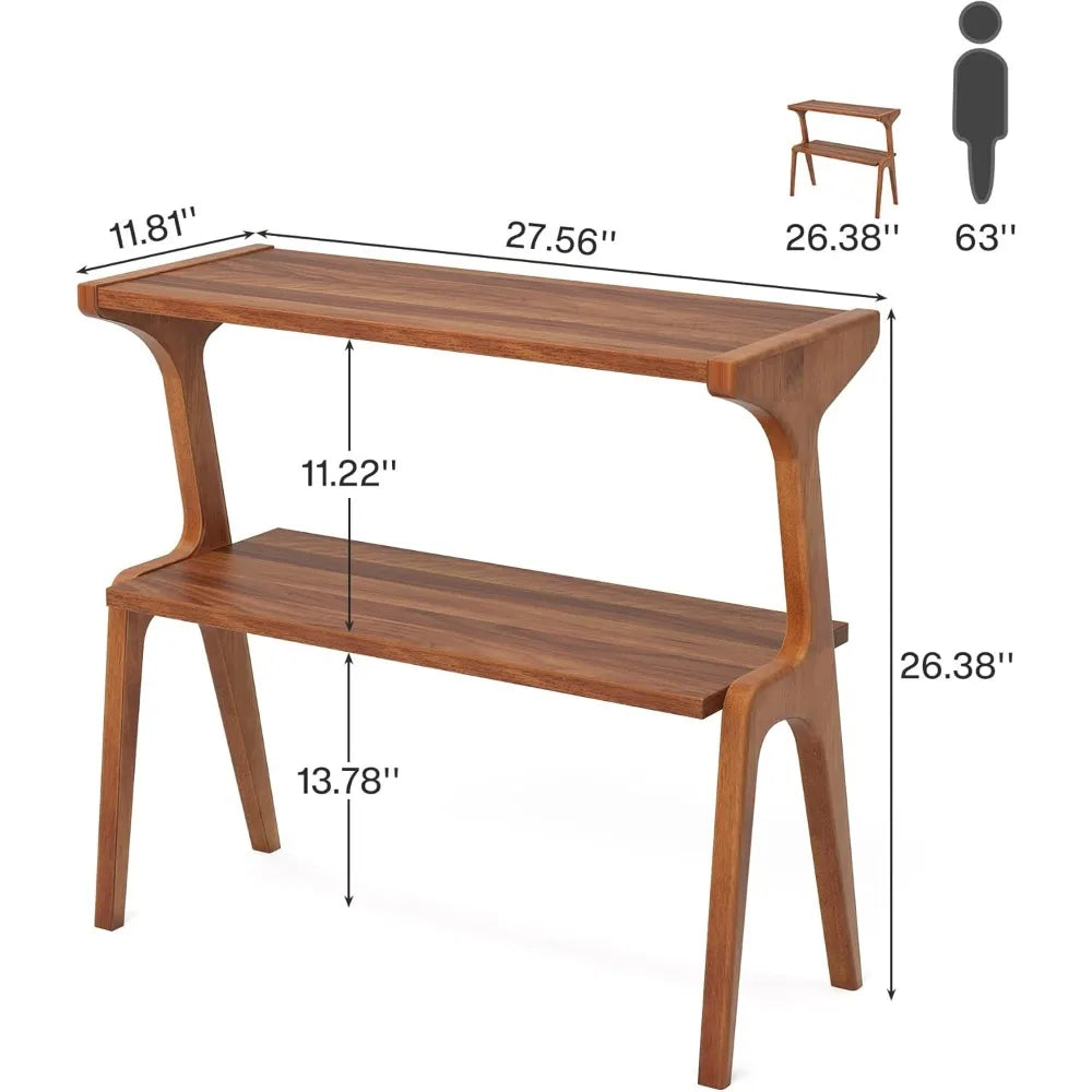 Hignconcerned Narrow End Table With Solid Wood Legs Storage