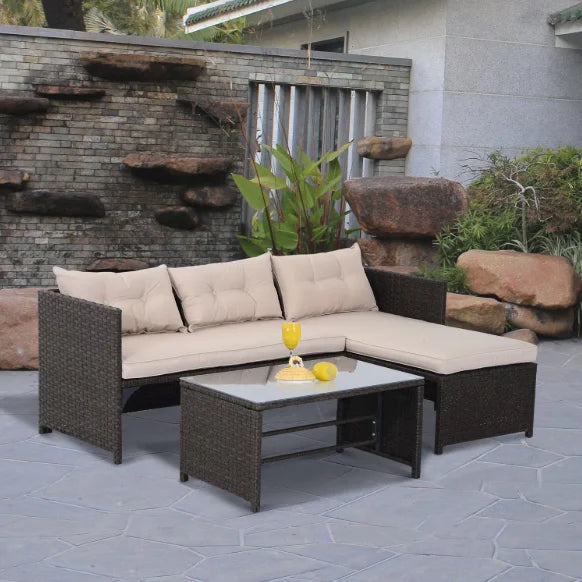 Tozey Outdoor Patio Sofa Sectional Set Weatherproof PE Rattan