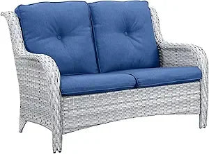 75Inch Outdoor Wicker Sofa - Standard 3 Seater with High Backrest, All Weather Rattan Patio Furniture for Balcony, Deck, Backyar