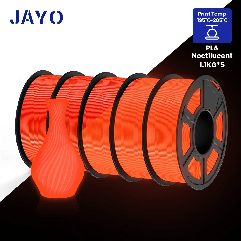 JAYO PLA Filament 1.75mm Glow in the Dark PETG 3D Printer Filament 1.1KG Neatly Wound Luminous 3D Printing Material For FDM