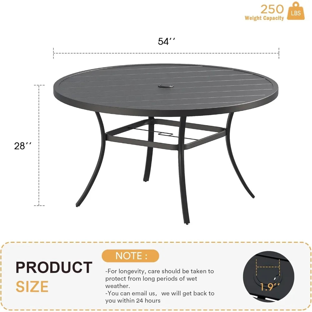 Outdoor All Weather Metal Round Patio Table With Umbrella Hole