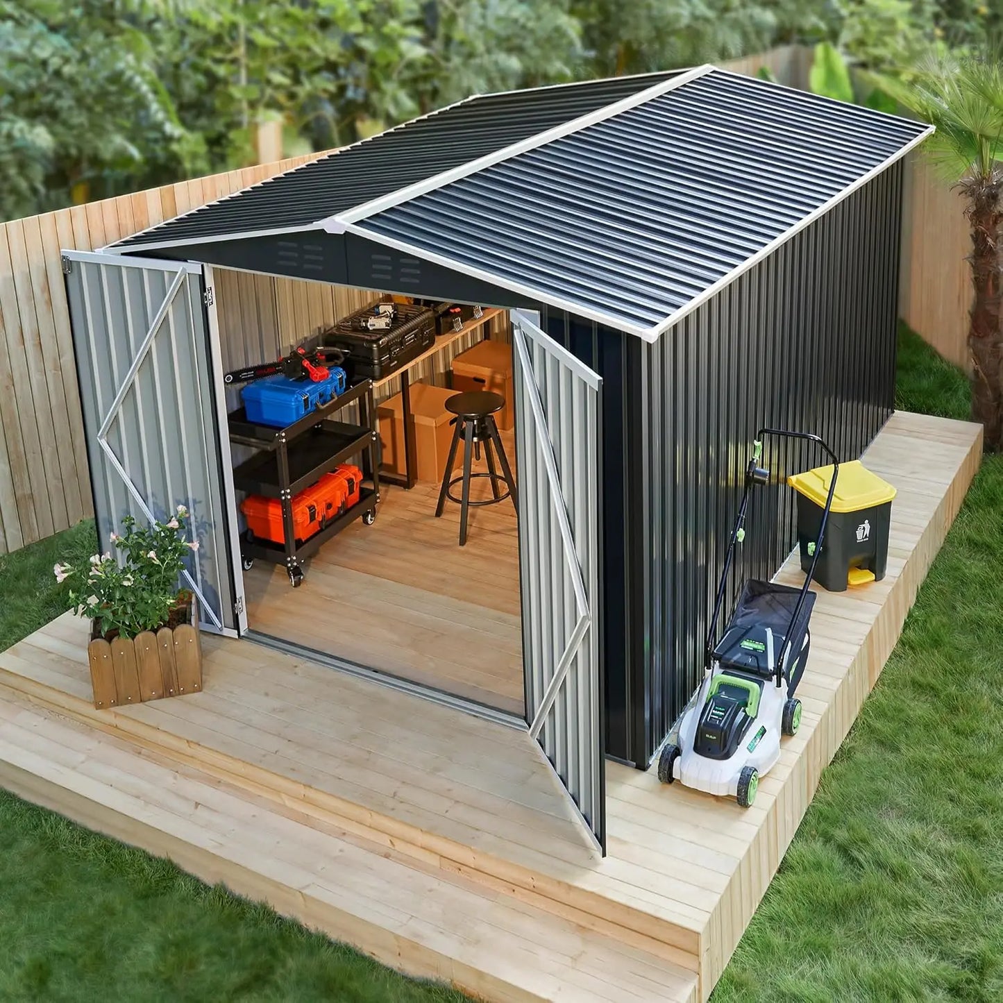 Outdoor Metal Storage Shed With Sturdy Frame For Easy Assembly