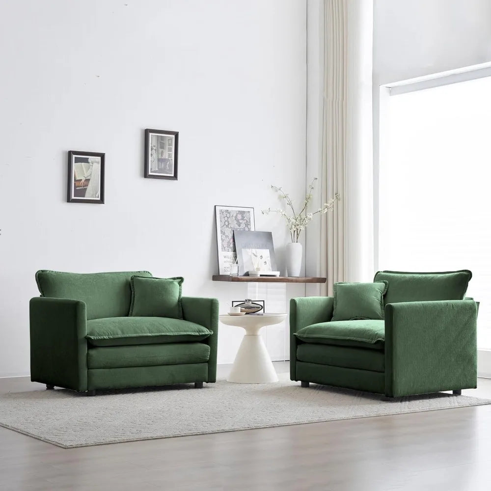 41.4" W Single Seat Sofa, Chenille Comfy Deep Upholstered Couch Armchair with Toss Pillow for Living Room Bedroom Office Apartm