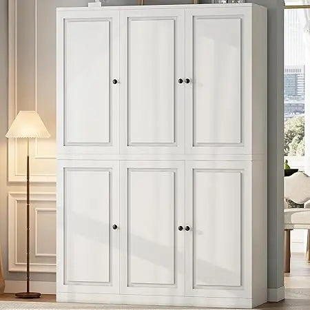 Charge Pantry Storage Cabinet With 6 Doors And 8 Shelves