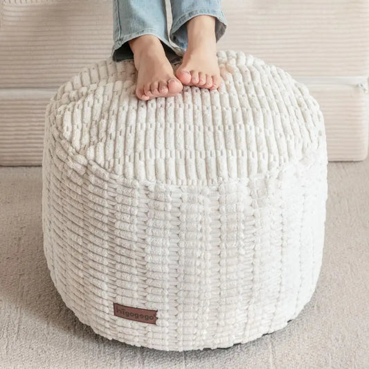 Pouf Ottoman Round Foam Filled Foot Rest For Living Room