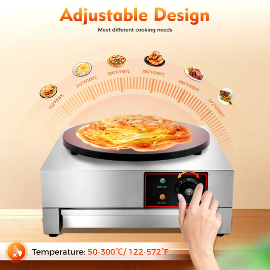 Electric Crepe Pan With Adjustable Temperature For Kitchen Use