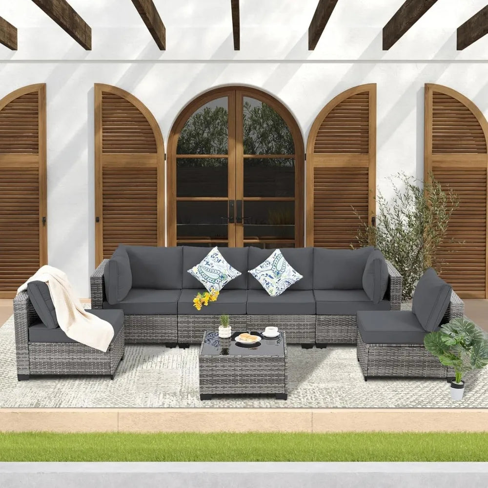 Modular Wicker Patio Furniture Rattan Sectional Sofa