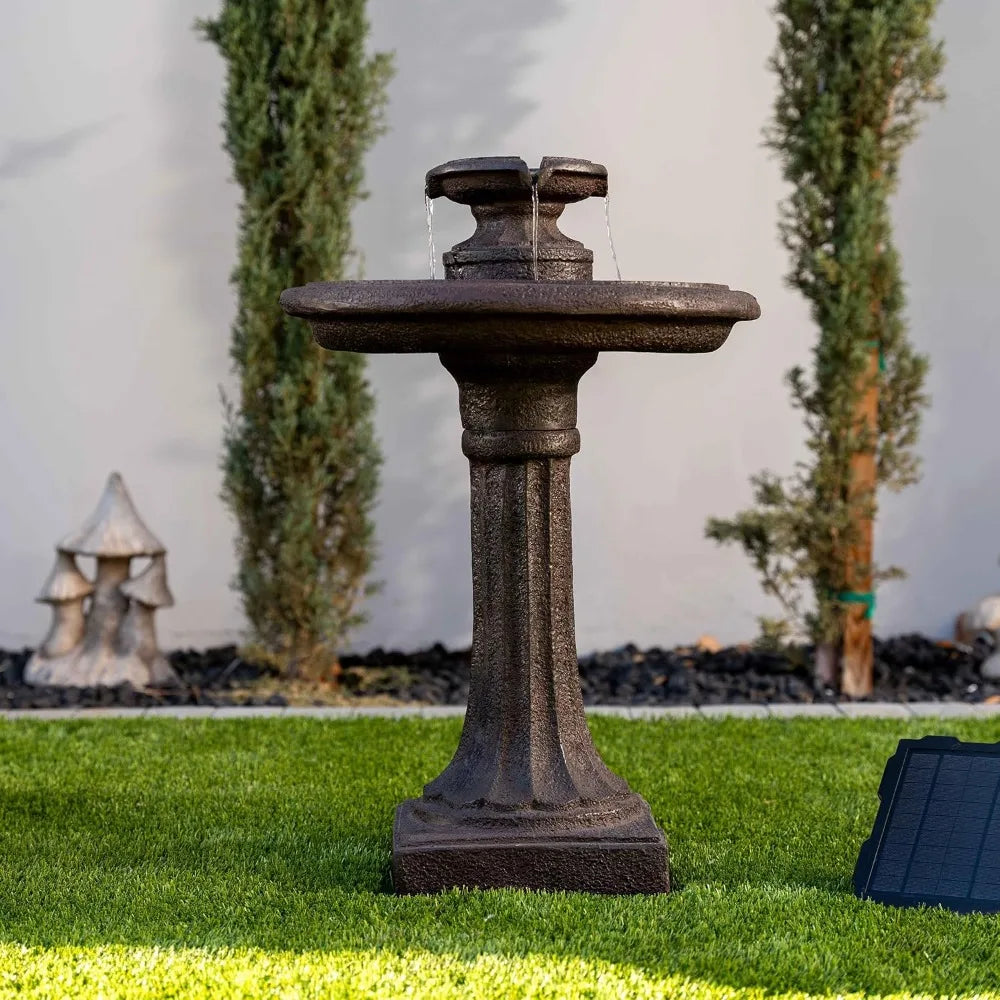 Solar Powered Bird Bath Fountain For Outdoor Garden Decor