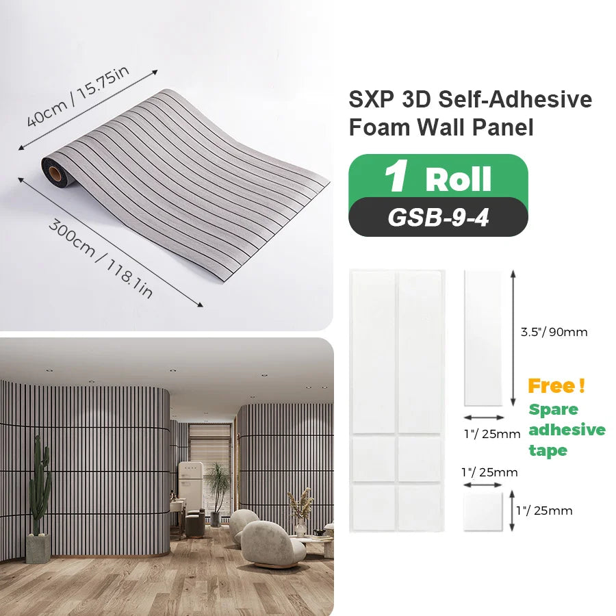 1 Roll Self-Adhesive Grid Wall Sticker SXP Wallpaper Sticker 15.75x118.11inch(12.91 Sq.Ft) Peel and Stick, Suitable for any room