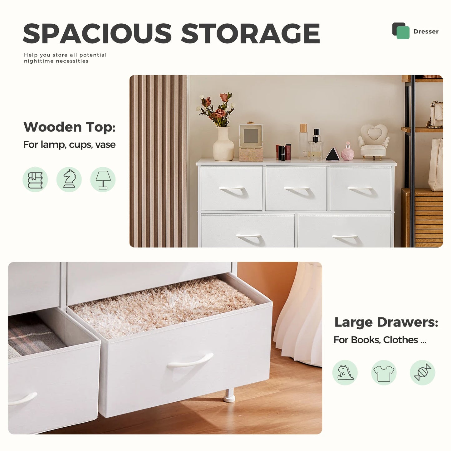JHK Bedroom Wardrobe Chest With Fabric Drawers Storage Cabinet