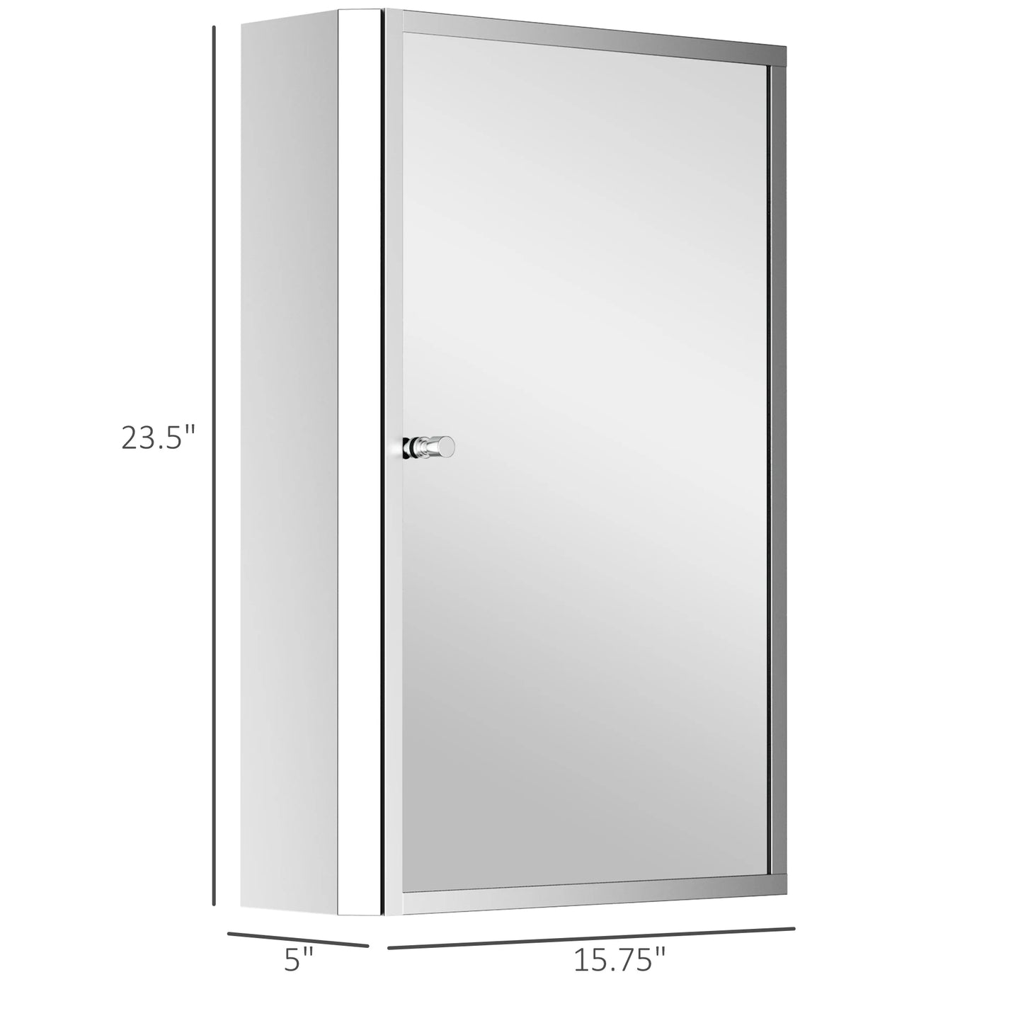 HOMCOM Stainless Steel Mirrored Medicine Cabinet With 3 Shelves
