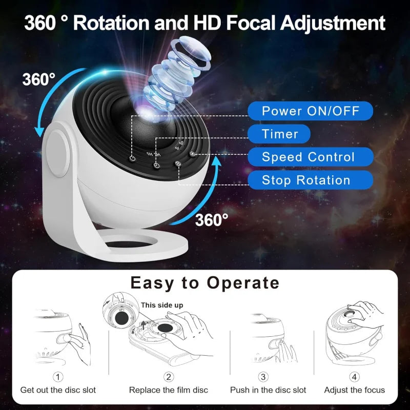 13-in-1 HD Galaxy Projector with Timer 360 °   Rotation Milky Way Night Light for Bedroom Ceiling Decor Space Gift