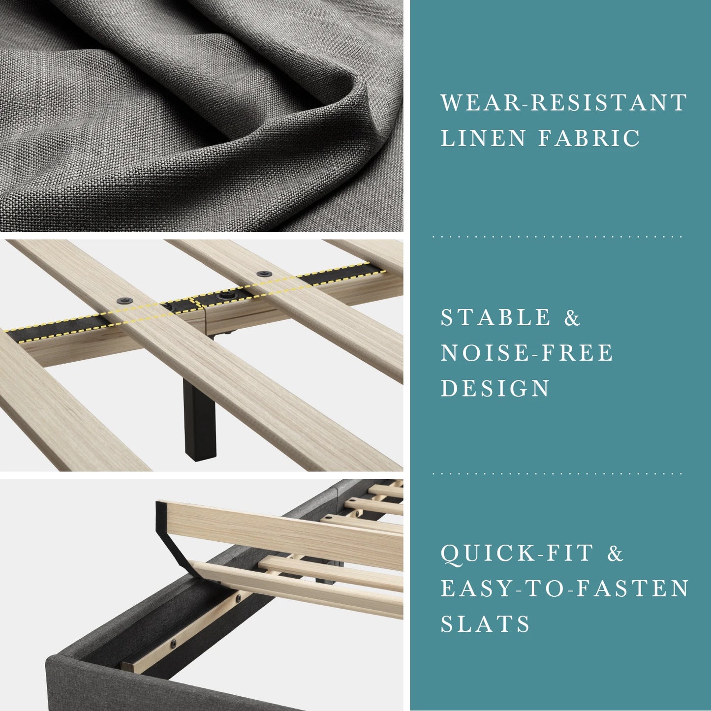 HOOMIC Upholstered Bed Frame With Adjustable Headboard