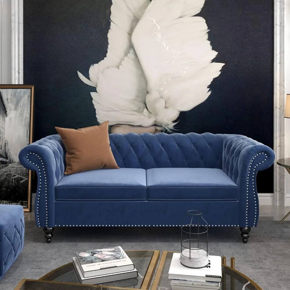 DAFIFY Velvet Chesterfield Living Room Set Sofa Loveseat
