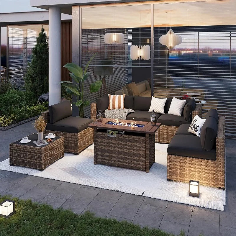 Hign-concerned 8-Piece Patio Furniture Set With Firepit