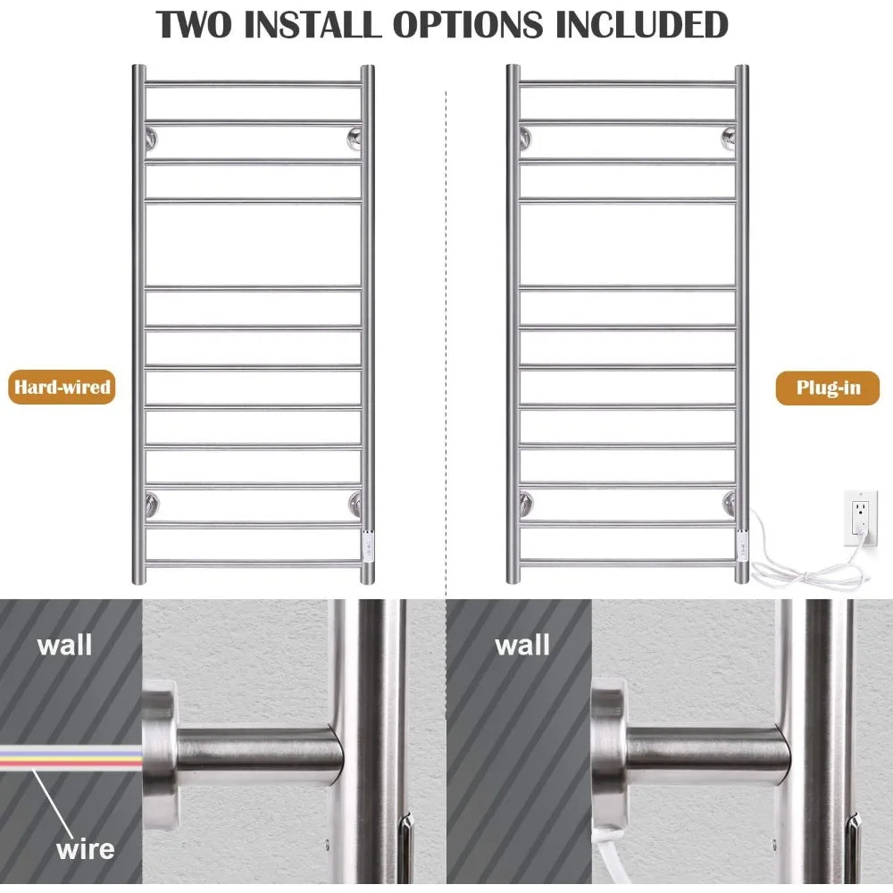 RBXC Towel Warmer Wall Mounted Heated Rack With Timer