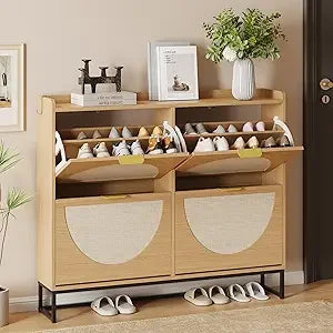 Freestanding Shoe Cabinet With Four Drawers Engineered Wood