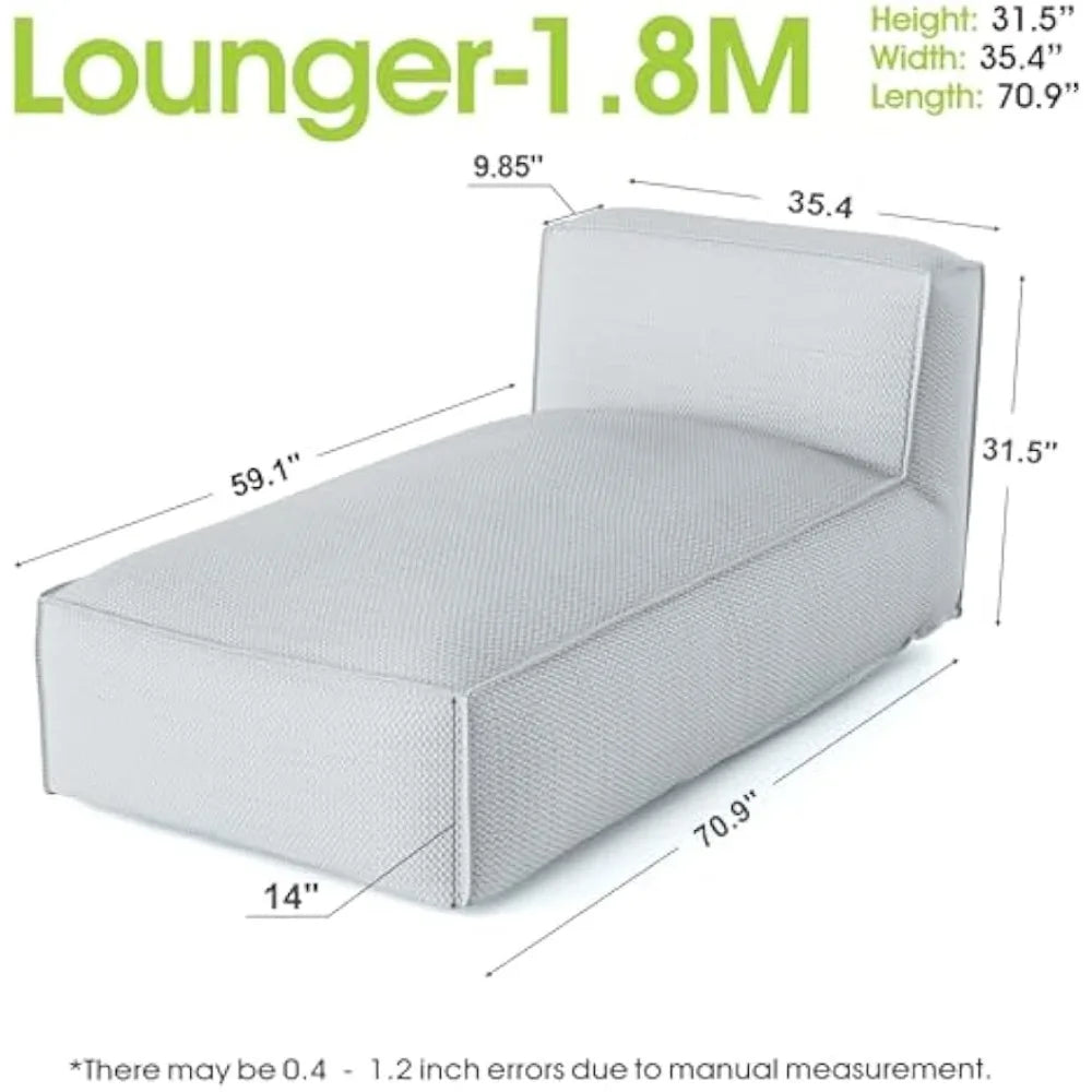 Patio Furniture Bean Bag 2 Person Reclining Chaise Lounge Chair - Outdoor Middle Chair, Sunbathing Recliners, Beach Lounge Sunbe