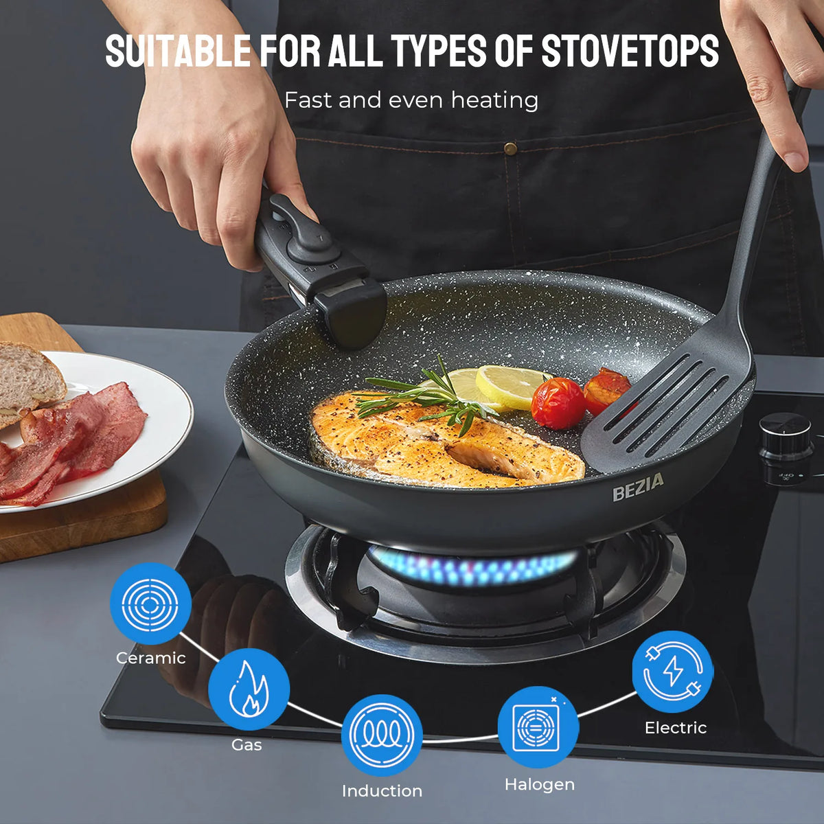 Nonstick Induction Pots And Pans Set With Removable Handles