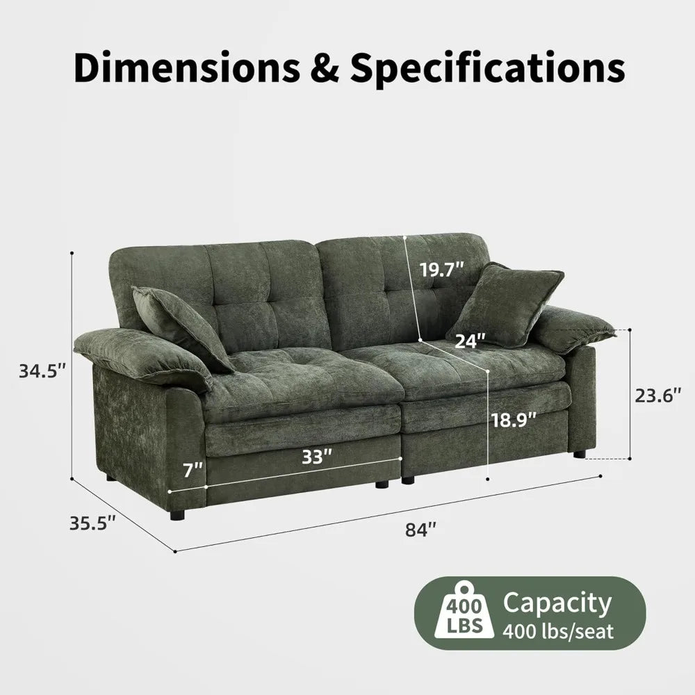 84" Modern Chenille Loveseat - Double-Layer Cloud Cushion, Deep Seat, Sturdy Frame, Easy Assembly, Multi-Room