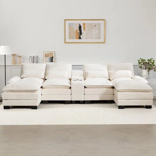 XMSJ U Shaped Cloud Modular Sectional Sofa With Chaise