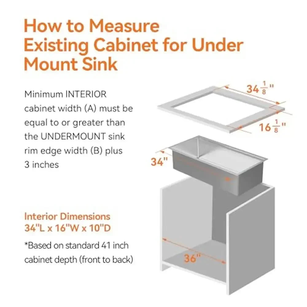 36" Undermount Kitchen Sink Stainless Steel Single Bowl Integrated Ledge and Accessories Included Deep Large Capacity Quiet