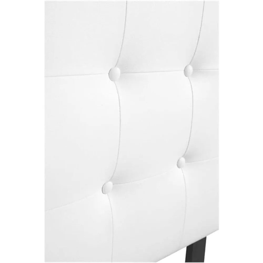 Adjustable Height White Faux Leather Headboard, Mountable to Bed or Wall, Modern Style for Bedroom