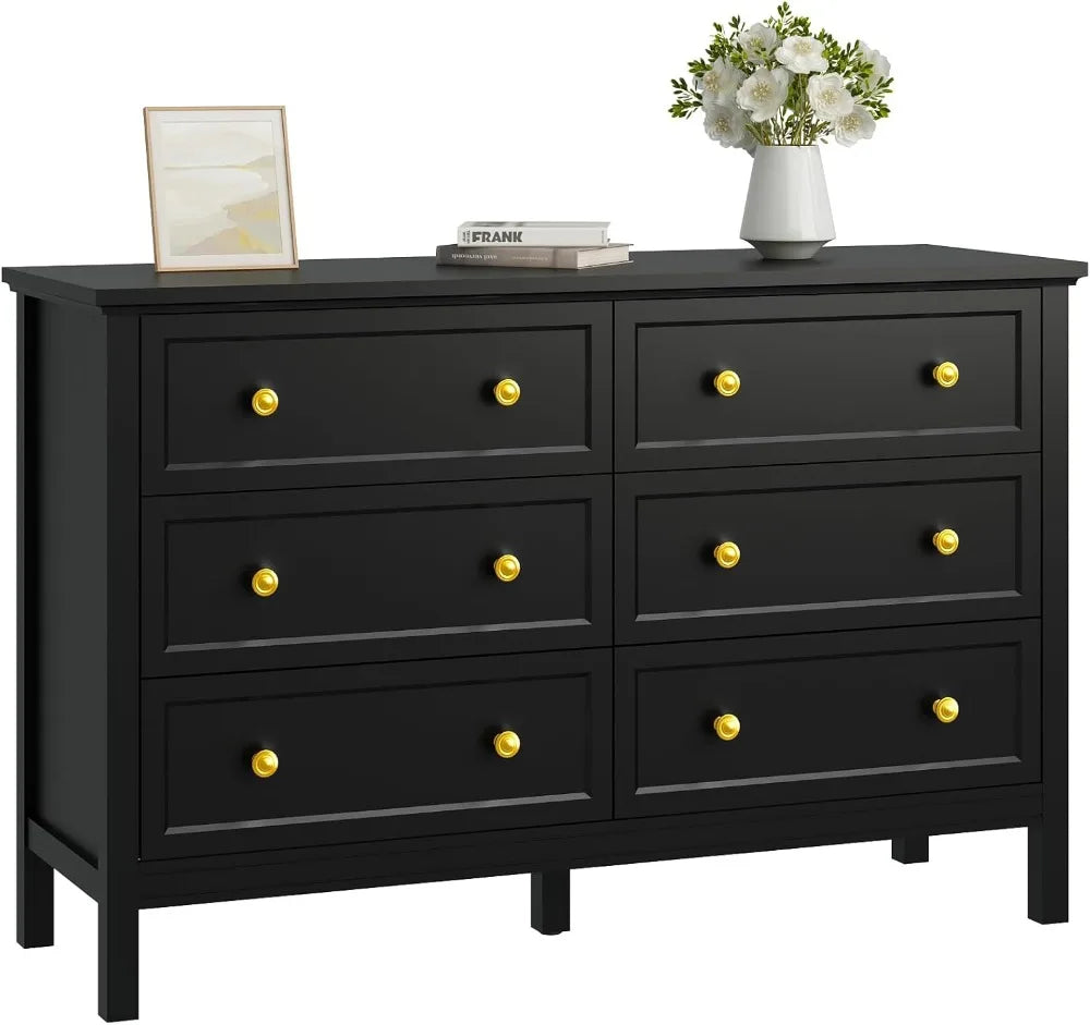Aplus 6-Drawer Wood Dresser for Bedroom