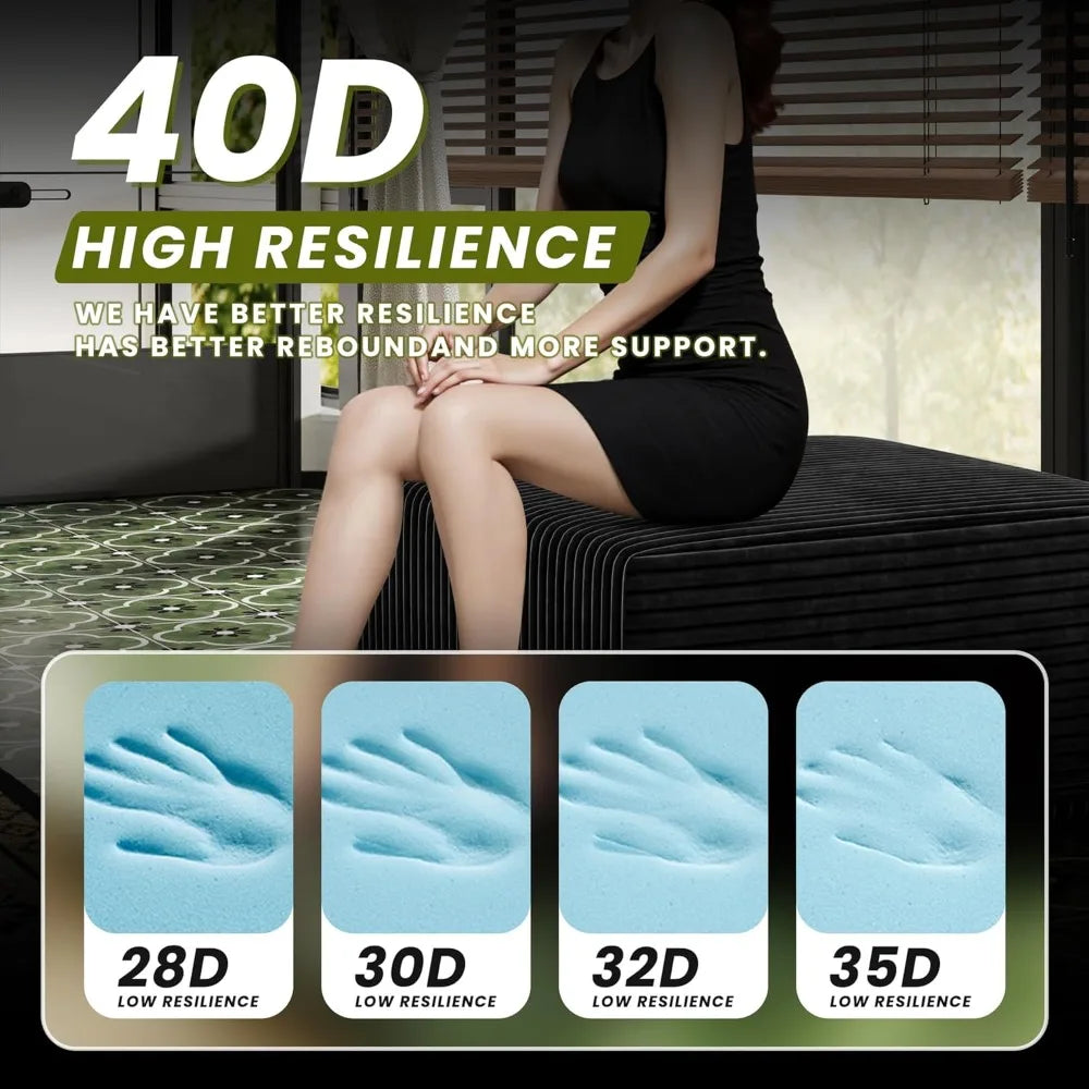 106" Black Cloud Sofa with L-Shaped Chaise Longue, Modern Modular couches with Deep Seats, Fluffy couches for Living Room