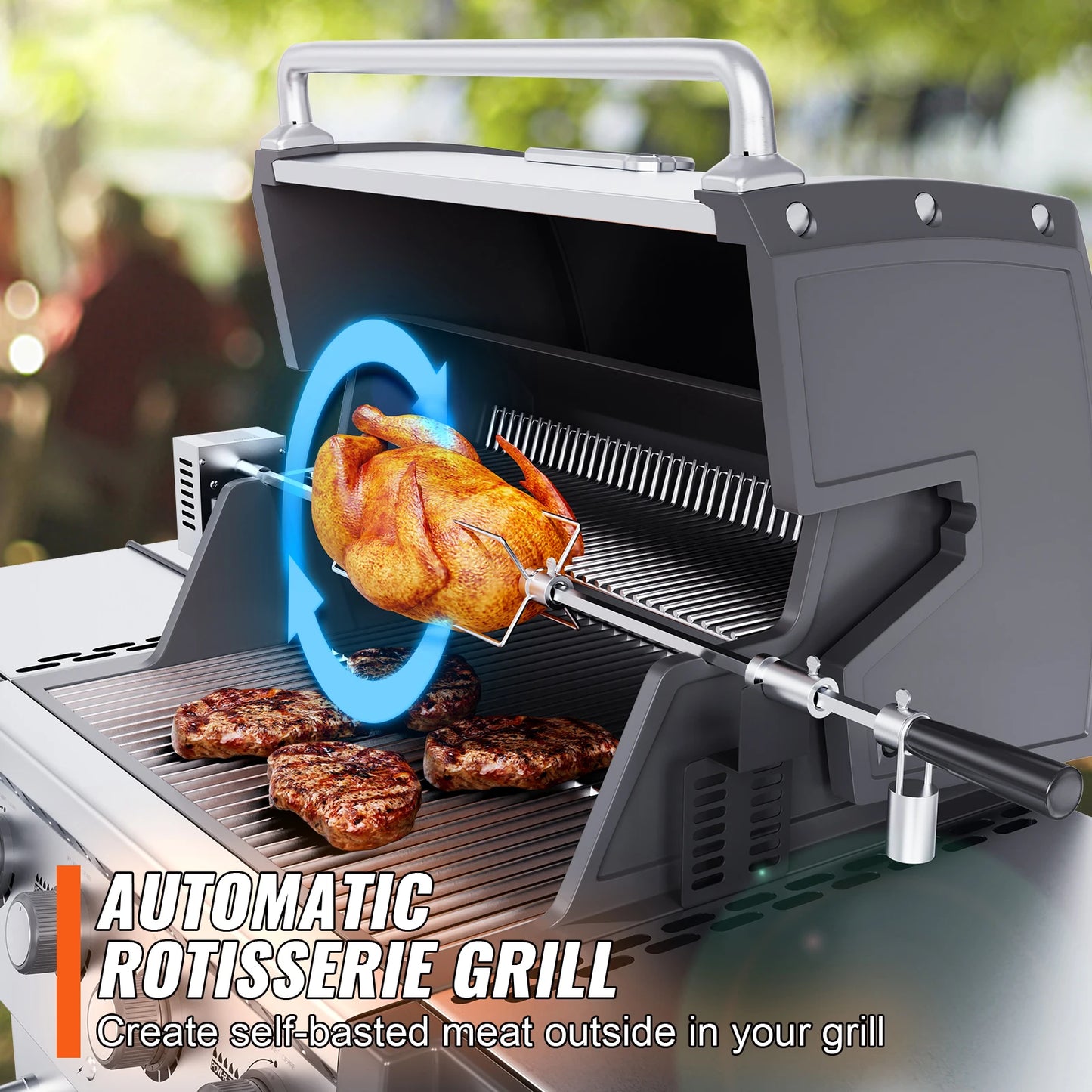 VEVOR Universal Grill Rotisserie Kit For Electric BBQ Grills Motor