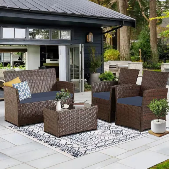 Hign-concerned Patio Furniture Set with Cushions Chairs Sofa Tea Table