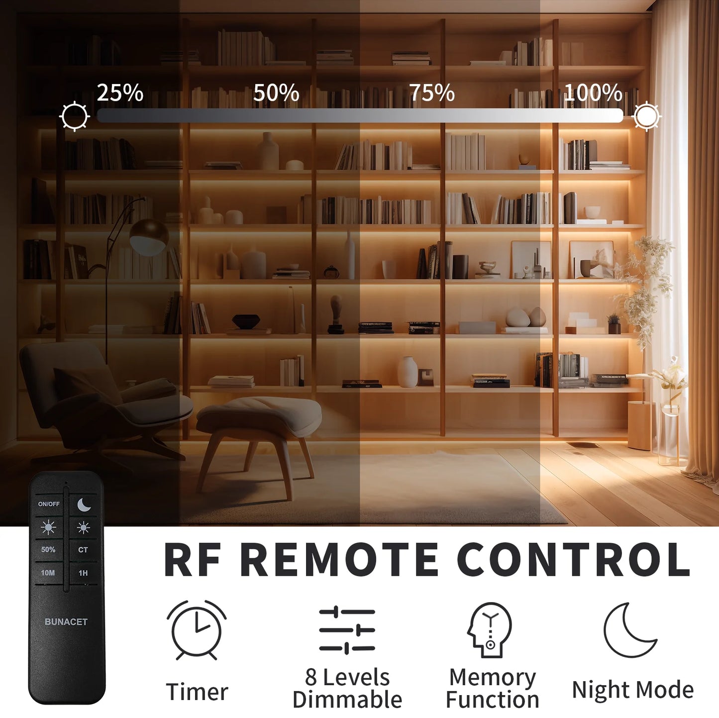 FEICAN COB LED Strip Light CRI 90 Plus With RF Remote