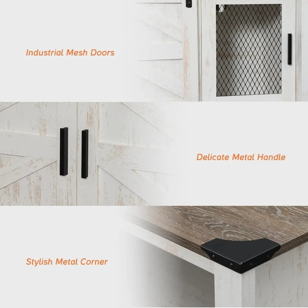 MKDK Farmhouse Buffet Cabinet Rustic Sideboard Barn Doors