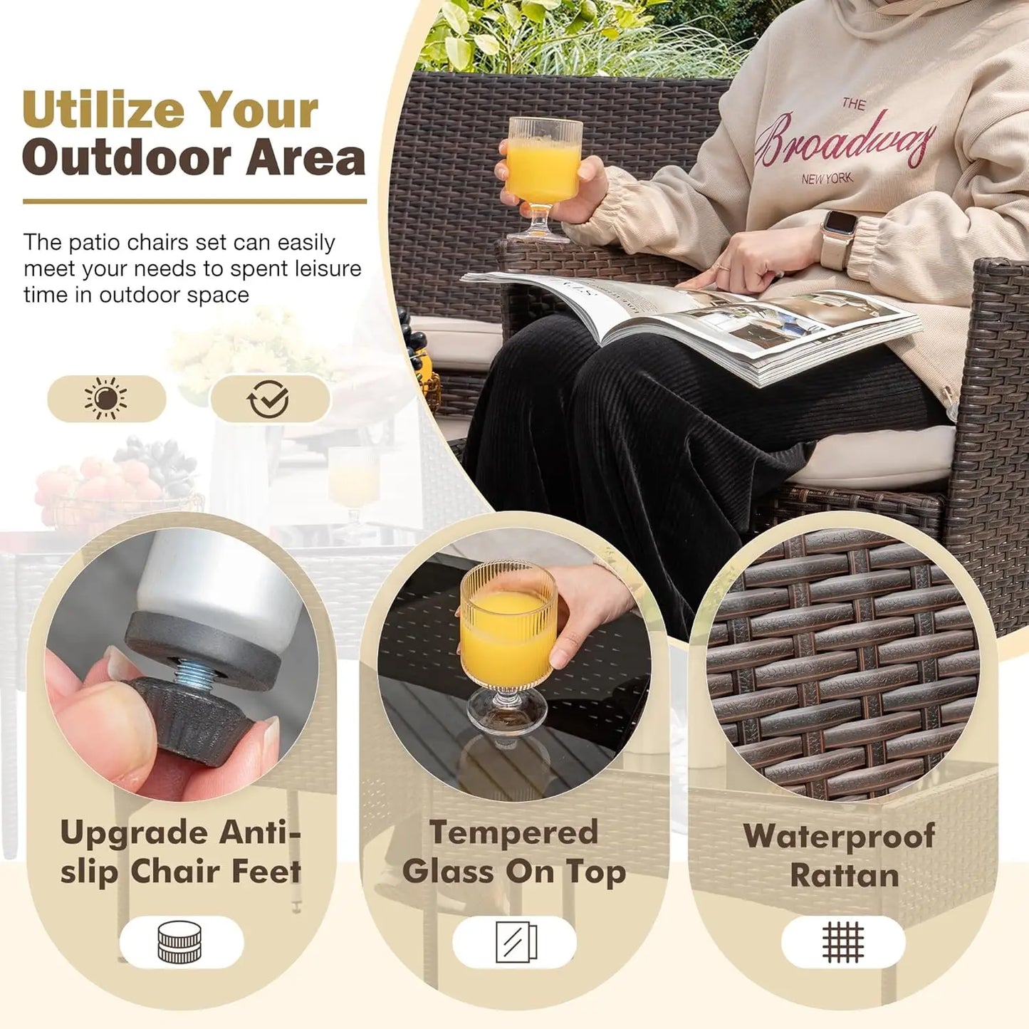 Rattan Wicker Outdoor Patio Furniture Set 4 Piece Garden