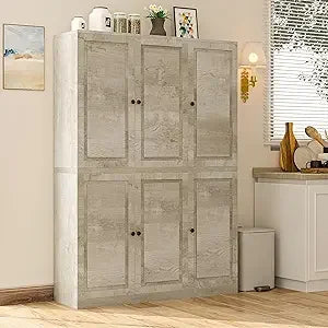 Charge Pantry Storage Cabinet With 6 Doors And 8 Shelves
