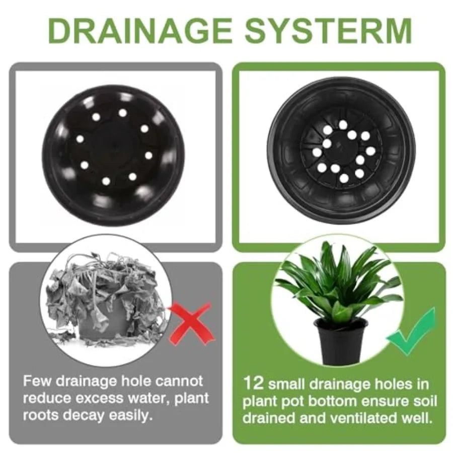 100 Pack Plastic Nursery Pots For Plants And Seedlings