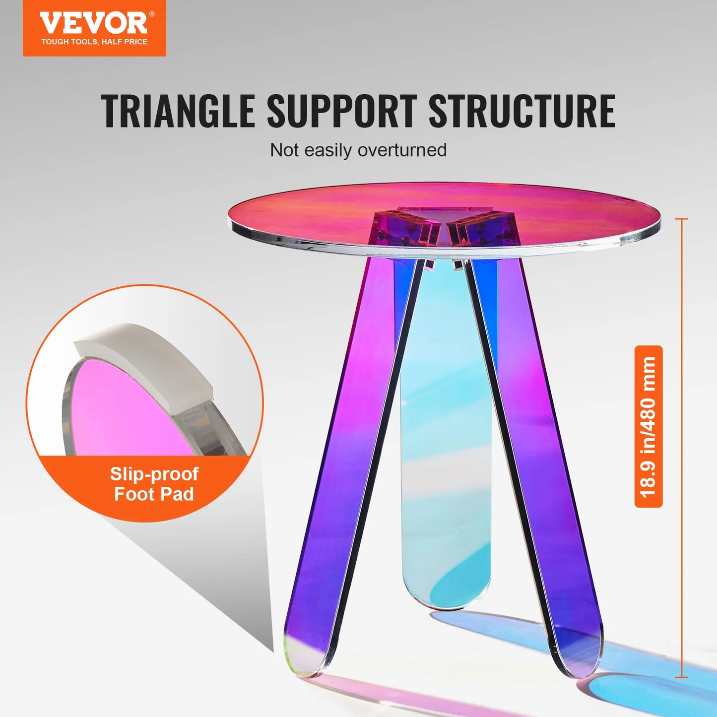SucceBuy Round Acrylic Side Table With Modern Finish