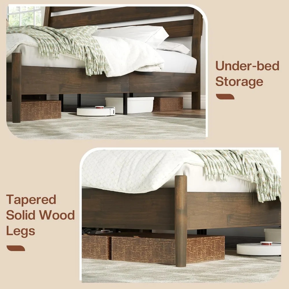 MKDK Jocisland Solid Wood Platform Bed Frame Mid Century